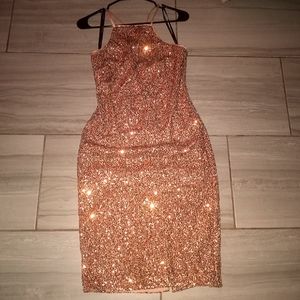 Guess Pink sequin bodycon dress 6 worn 1x